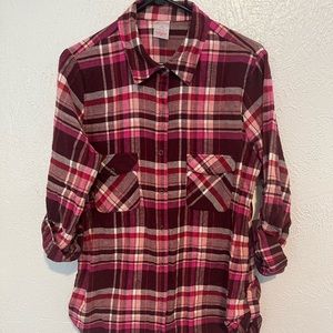 NWT No Boundaries Juniors LG Flanel Snap Button Shirt